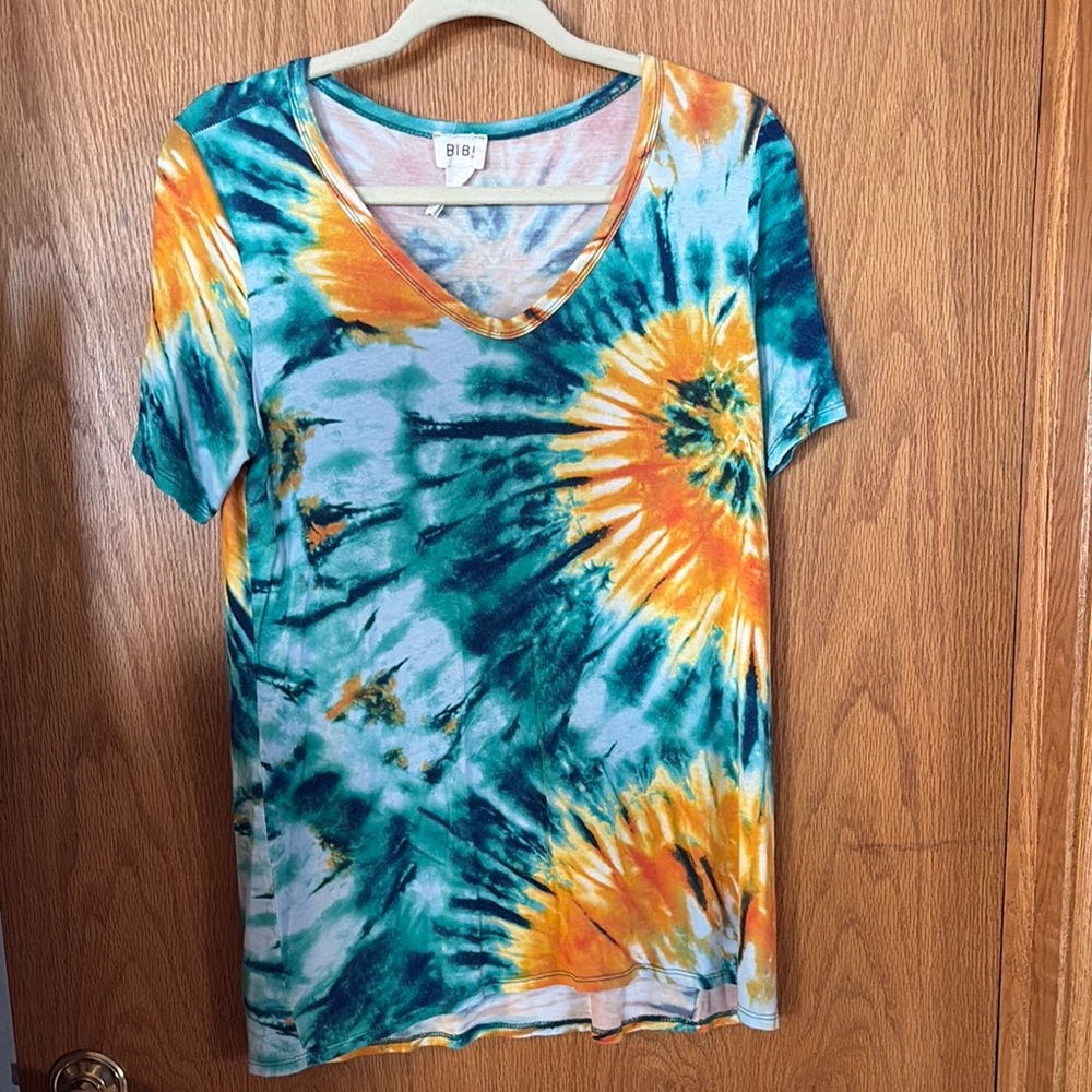 Women's Tie-Dye Top - Blue and Orange